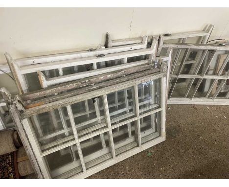 Six pine frame sash windows