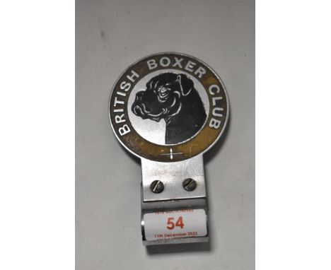 A vintage motor car badge for the British Boxer Club