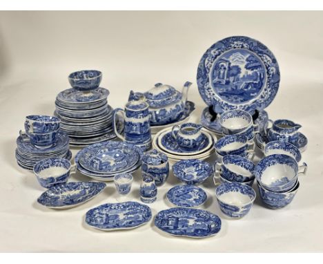 A collection 1920's and later Copeland Spode blue and white Italian part service comprising, thirteen teacups (h-6cm), a coff
