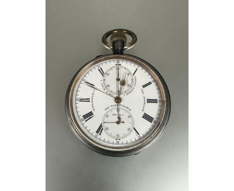 A S. Smith &amp; Son Watchmakers to the Admiralty 9 The Strand London open face gunmetal cased pocket watch with white enamel