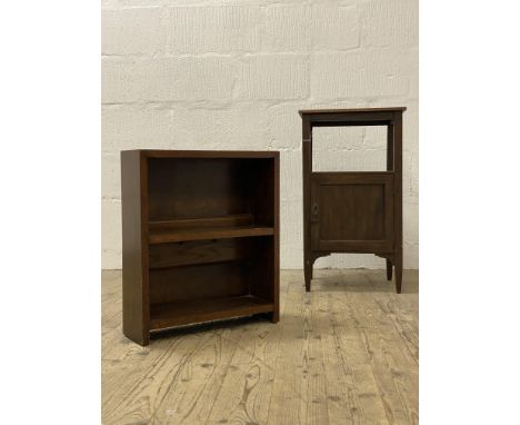 A 19th century stained mahogany bedside table, the open shelf above a cupboard and raised on square tapered supports. (H75cm)