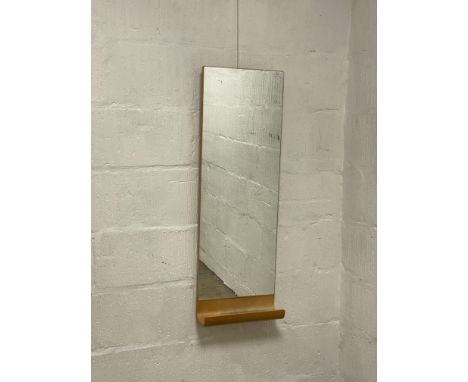 A Vintage Ikea bentwood wall mirror with open shelf. 100cm x 34cm
