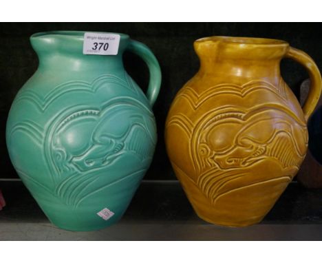 Two Art Deco Susie Cooper stoneware jugs (2)