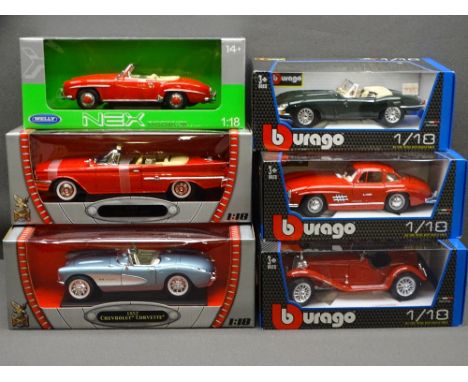 MINT &amp; BOXED 1/18TH SCALE DIECAST VEHICLES by Burago (three), Road Signature Collection (two) and Nex Welly (one)