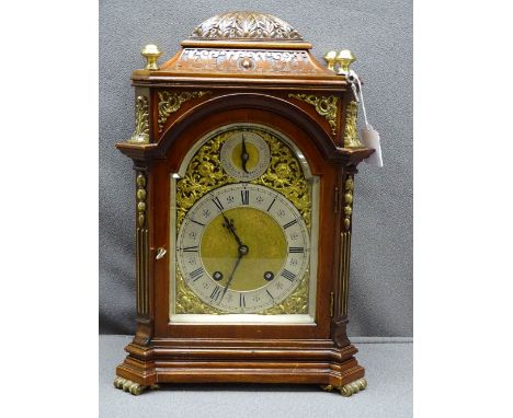 LENZKIRCH MAHOGANY CASED BRACKET CLOCK LATE 19TH/EARLY 20TH CENTURY, carved dome top mahogany case with gilt metal mounts and