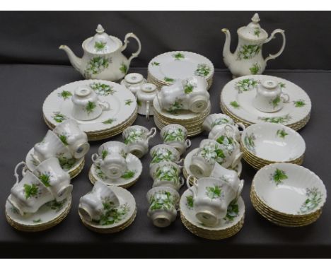 ROYAL ALBERT TRILLIUM, 90 plus piece tea and part dinner service including tea and coffee pots