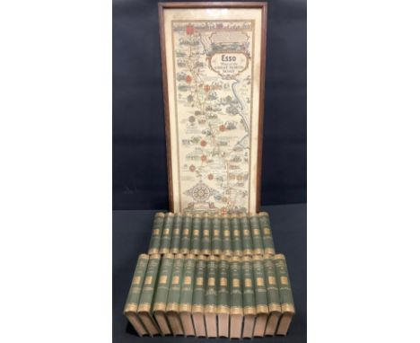 An ESSO Plan of the Great North Road advertising poster, A. E. Taylor, 95cm x 41cm over frame; Sir Walter Scott, The Waverley