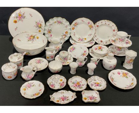 A Royal Crown Derby Posies pattern gateau platter, loving cup, preserve pot and cover, jam pot and spoon, hexagonal vase, bot
