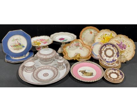 A Victorian Copeland Late Spode five-piece bachelor's chamber supper tray, 35cm diameter,  registration diamond 1855; a pair 