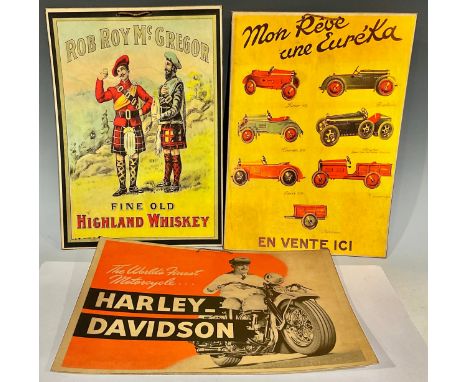 Advertising - a group of three mid 20th century advertising showcard replicas, comprising Rob Roy McGregor Fine Old Highland 