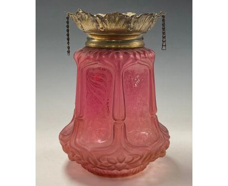 An early 20th century Cranberry glass light shade 