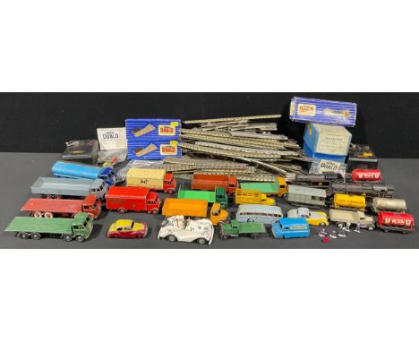 Toys &amp; Juvenalia - playworn Dinky die-cast vehicles, including Austin Somerset, Luxury Coach, Ovaltine Bedford Van, Jagua