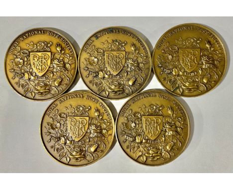 Five Royal National Rose Society bronze medallions 