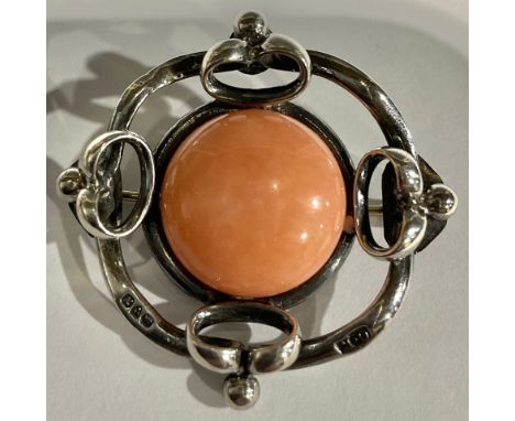 An Art Nouveau Charles Horner silver and enamel circular brooch, hallmarked Chester 1910, 8g gross 