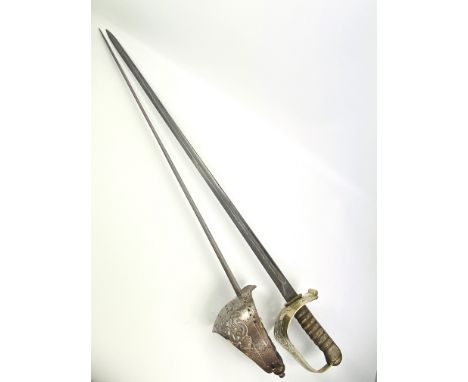 Two vintage cavalry style officers swords with shagreen handle grips (103cms long and 100cms long). Estimate £40-60.