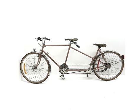 Vintage Gitane Randonnee 1707 tandem bike, rose pink metallic finish, chrome mudguards, 27" wheels Condition Report Click her