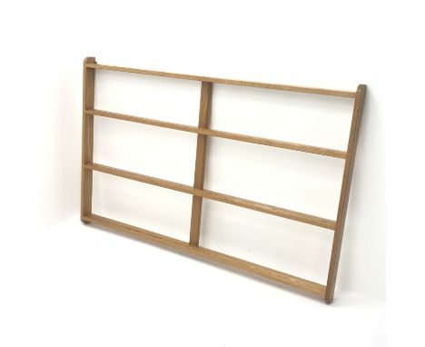 Light oak three tier plate rack, W148cm, H95cm Condition Report Click here for further images, condition, auction times & del