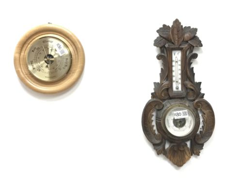 Early 20th century Black Forest combined barometer and thermometer, H44cm and one other (2) Condition Report Click here for f