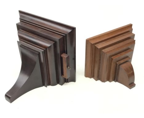George lll style mahogany wall clock bracket of stepped form with key drawer, with plaque for Eric Wright Cottingham 1981H23c