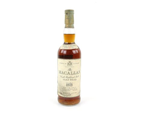 Macallan 1972 18 Years Old, Single Malt Scotch Whisky Matured in sherry wood, bottled 1990. 75cl, 43% volume.