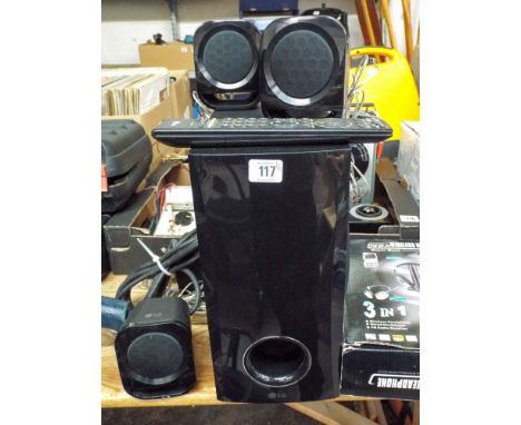 An LG speaker system, wireless headphones etc 
