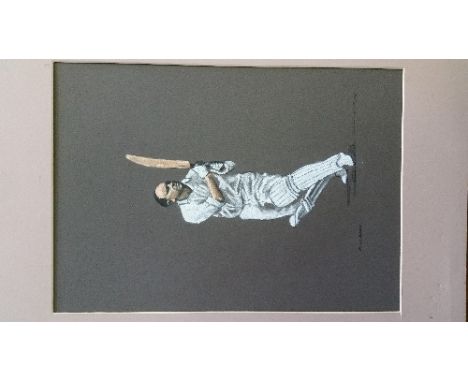 CRICKET, original artwork for one card from County Print Services 1920's Cricketers 2nd, A.W. Carr, by J.K. Hawkins (1994), o