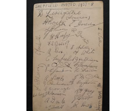 FOOTBALL, signed album page by Sheffield United, 1937/8, inc. Dodds, Smith, Hooper, Johnson, Jackson etc., 32 signatures in t