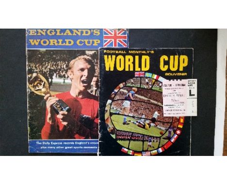 FOOTBALL, 1966 World Cup selection, inc. ticket (at Aston Villa), magazine supplement (2), LP record; also Euro96 silver meda