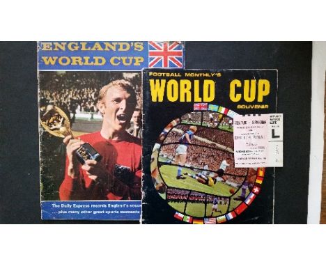 FOOTBALL, 1966 World Cup selection, inc. ticket (at Aston Villa), magazine supplement (2), LP record; also Euro96 silver meda