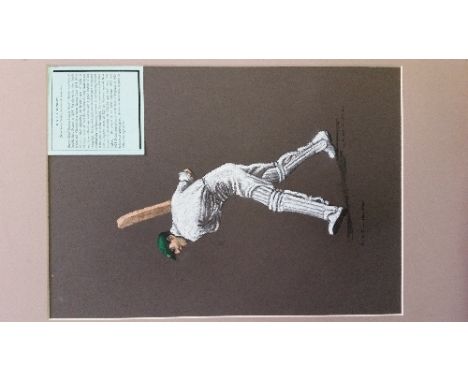 CRICKET, original artwork for one card from County Print Services 1920's Cricketers 1st, H.S.T.L. Hendry, by J.K. Hawkins (19