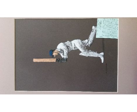 CRICKET, original artwork for one card from County Print Services 1920's Cricketers 2nd, E. Tyldesley, by J.K. Hawkins (1994)