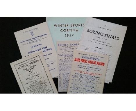 ATHLETICS, programmes, 1940s (some wartime issues), inc. 1943 British Games, Allied Forces 1943, USA Services 1945, Army Cham