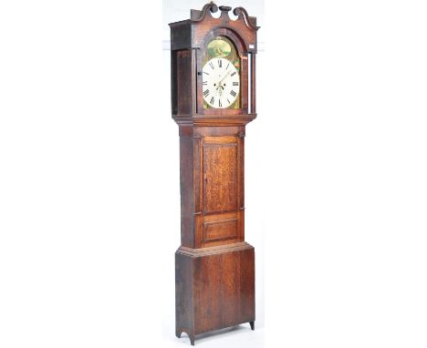 A rare 19th Century Welsh antique eight day longcase clock / grandfather clock by Hugh Roberts of Llangefni having an oak and