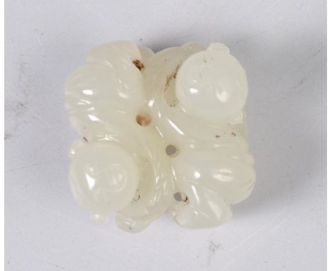 A 19th Century Chinese antique hand carved jade netsuke in the form of two reclined children / boys resing on branches. Four 