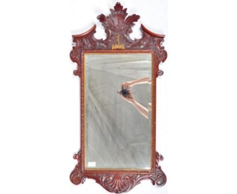 A rare 19th Century English antique nautical themed / naval mahogany wall mirror / pier mirror having an acanthus leaf top wi