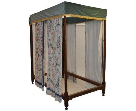 An impressive 19th Century Victorian English antique four post four poster bed&nbsp;frame comprising of a rectangular top wit