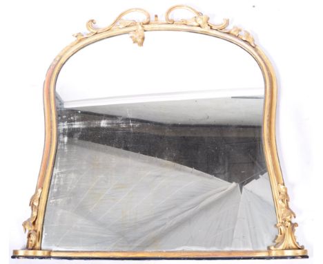 A stunning large and impressive 19th Century Victorian English antique overmantel mirror / overmantle mirror having a gilt pa