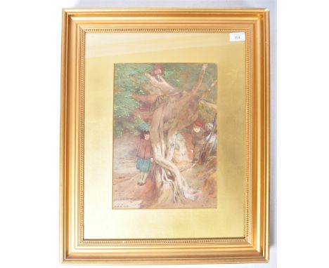 John Dawson Watson RWS (1832-1892) - A 19th Century Victorian watercolour painting depicting two children playing on a large 