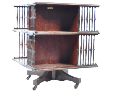 Howard &amp; Son of London - A rare 19th Century Victorian English antique mahogany revolving library bookcase of great propo