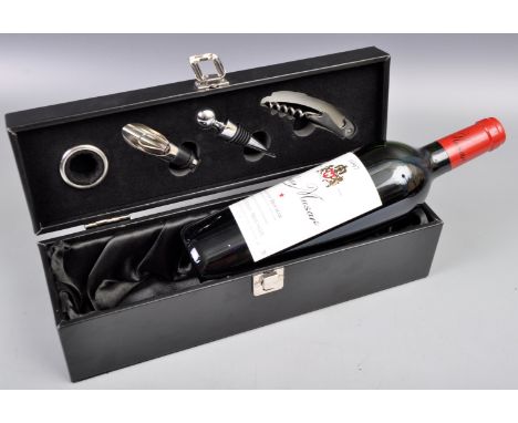 A bottle of 1997 Chateau Musar Gaston Hochar Lebanon Lebanese red wine 14% vol 75cl complete within a presentation box with a