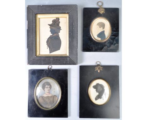A collection of 4x 19th Century English antique portrait painting miniatures all consigned from a single owner / family. Comp