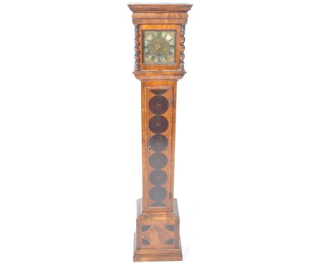 A rare 19th / 20th Century antique walnut cased small longcase grandfather clock / grandmother clock / granddaughter clock ha