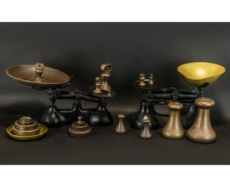 Two Sets of Vintage Avery Weighing Scales complete with original Avery weights.  Please see images.