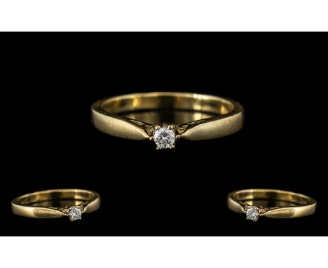 Ladies - Attractive 9ct Gold Single Stone Diamond Set Ring, With Full Hallmark for 9.375. The Single Stone Diamond of Good Co