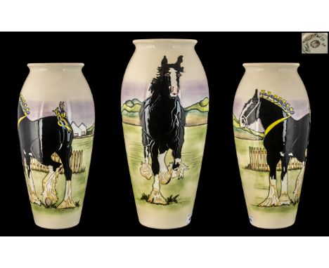 Moorcroft Large Limited and Numbered Edition Celebration Vase, 'Champion Shire Horse, Loch Anna', designed and signed by Kerr