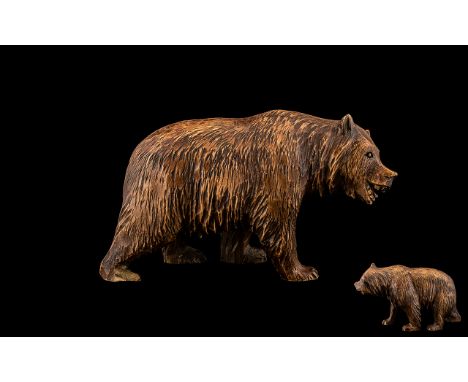 A Black Forest Bear - Carved Bear In Roaming Position, Height 4.5 Inches Length 8 Inches. Please See Accompanying Image.  30/