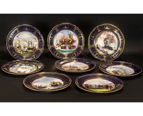 Collection of Six Spode  'The Maritime England' Plates, numbered:  comprising No. 1 The Glorious Fist of June 1794; No. 2 The