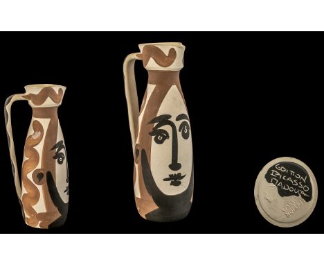 Pablo Picasso (Spain, 1881-1973) Pablo Picasso, a 'Visage' Faience Pitcher, Vallauris, France Pablo Picasso edition unnumbere