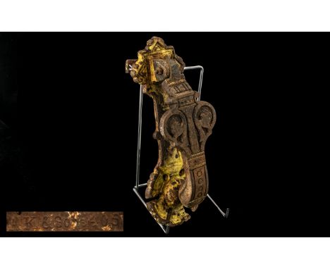 Christopher Dresser Design Antique Iron Door Knocker by Kenrick &amp; Co. (1880).  Cast iron large door knocker 8.5" length.