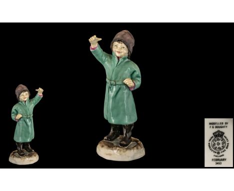 Royal Worcester Hand Painted Porcelain Early Figure ' February ' Month of The Year. RW.3453. Modeller Freda Doughty. Issued 1